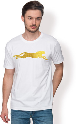 

Foyld Graphic Print Men's Round Neck White, Gold T-Shirt