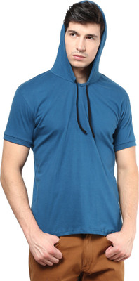 

Izinc Solid Men' Hooded Light Blue T-Shirt