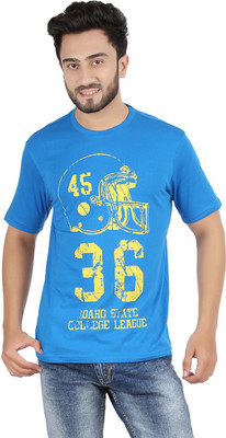 

Checkers Bay Printed Men's Round Neck Blue T-Shirt