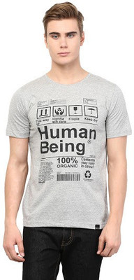 Rigo Graphic Print Men Round Neck Grey T-Shirt