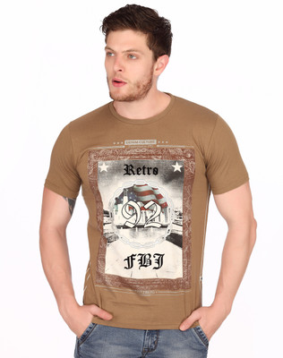 

Fritzberg Graphic Print Men's Round Neck Brown T-Shirt
