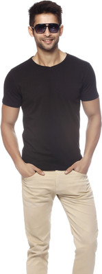 

Gritstones Solid Men's V-neck T-Shirt, Black