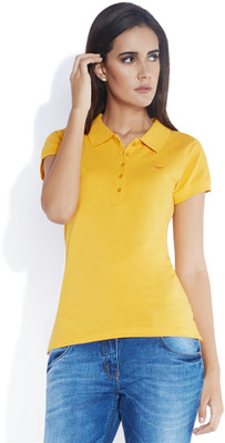 

Park Avenue Solid Women' Polo Neck Yellow T-Shirt, Medium yellow