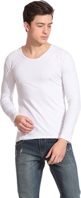 

Tinted Solid Men's Turtle Neck White T-Shirt