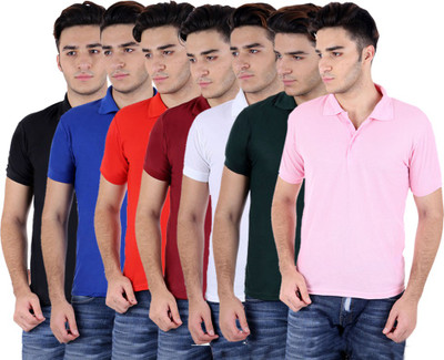 

Sanvi Traders Solid Men Polo Neck Multicolor T-Shirt(Pack of 7