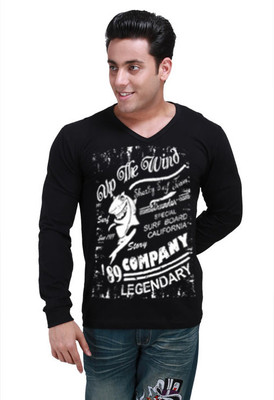 

Inkovy Graphic Print Men' V-neck Black T-Shirt