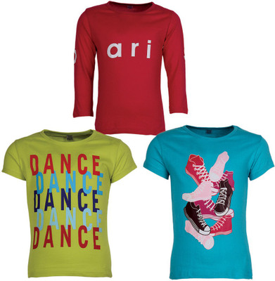 

Gkidz Girls Graphic Print T Shirt(Multicolor, Turquoise