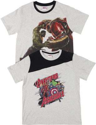 

Avengers Boys Printed T Shirt(Black, Ecru melange/g.melange