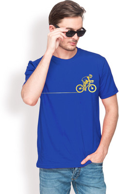 

Foyld Graphic Print Men's Round Neck Blue, Gold T-Shirt