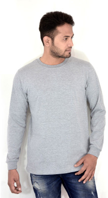 

Komnil Solid Men's Round Neck Grey T-Shirt, Light grey melange