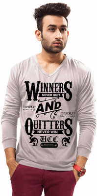 

Unisopent Designs Printed Men's V-neck Grey T-Shirt