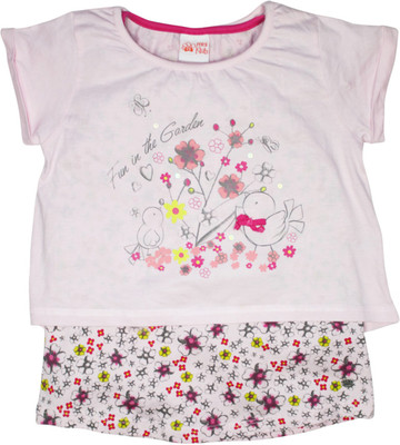 

FS Mini Klub Girls Printed T Shirt(Pink, Soft pink