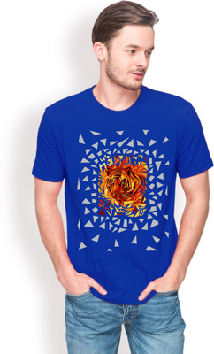 

Nikolas Graphic Print Men's Round Neck Blue T-Shirt