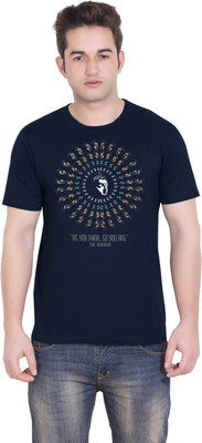 

Tantra Graphic Print Men's Round Neck Dark Blue T-Shirt, Navy blue