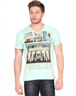 

Fritzberg Printed Men's V-neck Green T-Shirt