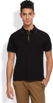 

Arise Solid Men's Polo Neck Black T-Shirt