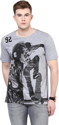 

Fritzberg Printed Men's Round Neck Grey T-Shirt, Grey melange