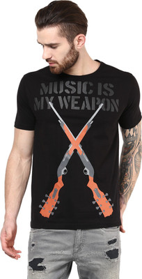 

PUNK Printed Men's Round Neck Black T-Shirt