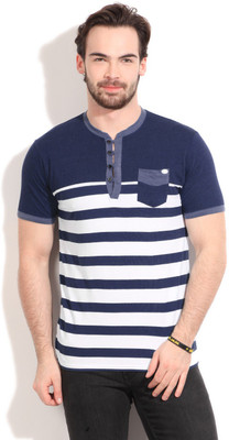 

Breakbounce Striped Men's Henley Blue, White T-Shirt, Versago blue