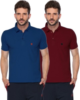 ONN Solid Men Polo Neck Blue, Maroon T-Shirt