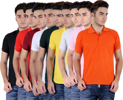 

Sanvi Traders Solid Men Polo Neck Multicolor T-Shirt(Pack of 9