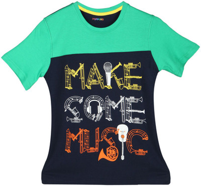 Poppers by Pantaloons Boys Graphic Print T Shirt(Blue, Pack of 1