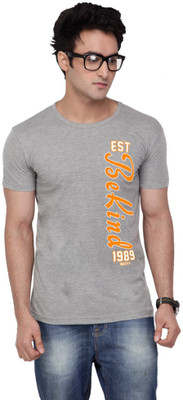 

Inkovy Graphic Print Men' Round Neck Grey T-Shirt