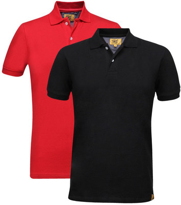 

Campus Sutra Solid Men Henley Multicolor T-Shirt(Pack of 2, Black;red