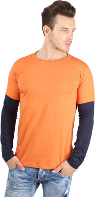 

SayItLoud Solid Men's Round Neck Orange, Blue T-Shirt, Navy blue;orange