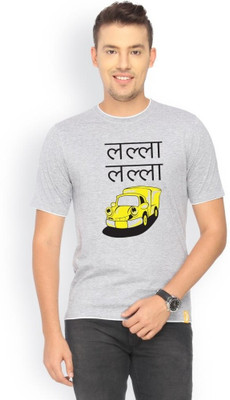 

Campus Sutra Printed Men Round Neck Grey T-Shirt