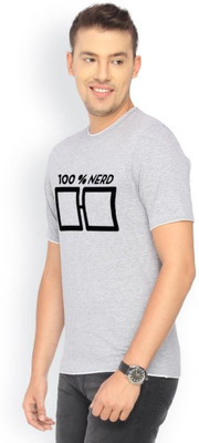 

Campus Sutra Printed Men Round Neck Grey T-Shirt