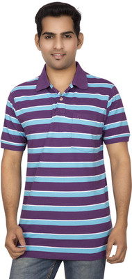 

Red Line Striped Men' Polo Neck Multicolor T-Shirt, White