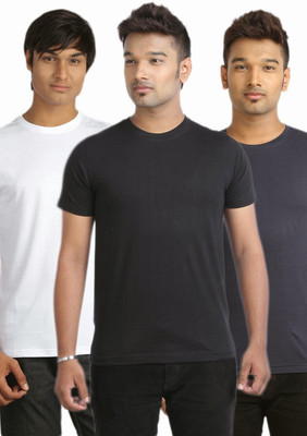 

Campus Sutra Solid Men Round Neck Multicolor T-Shirt(Pack of 3, Black;blue;white