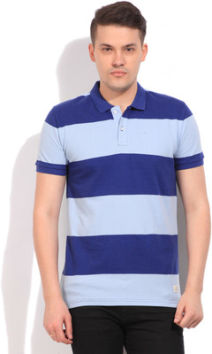 

United Colors of Benetton. Striped Men's Polo Neck Blue T-Shirt, 902