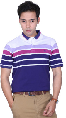 

Proline Striped Men's Flap Collar Neck Purple T-Shirt