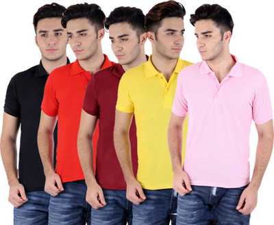 

Sanvi Traders Solid Men Polo Neck Multicolor T-Shirt(Pack of 5