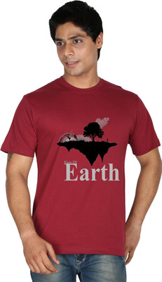

Trendster Printed Men' Round Neck Maroon T-Shirt