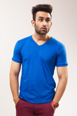 

Unisopent Designs Solid Men' V-neck Blue T-Shirt, Royal blue