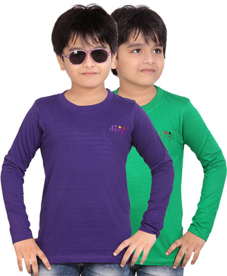 

FabTag - Dongli Boys Solid, Self Design T Shirt(Multicolor, Pack of 2, Multicolor_14