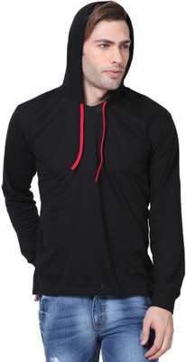 

Izinc Solid Men's Hooded Black T-Shirt