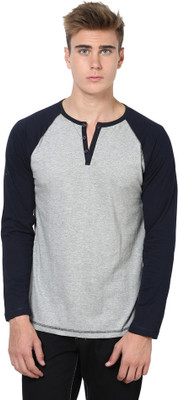 

Unisopent Designs Solid Men's Henley Grey, Dark Blue T-Shirt