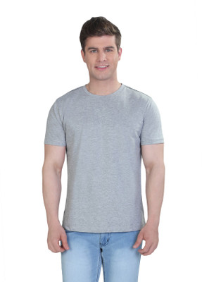 

The Cotton Company Solid Men' Round Neck Grey T-Shirt, Grey melange