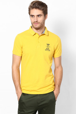 

Srota Solid Men's Polo Neck Yellow T-Shirt