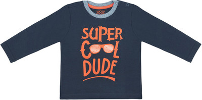 

Wow Mom Boys Printed Cotton T Shirt(Dark Blue, Pack of 1, Navy