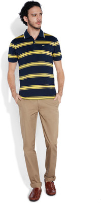 

Park Avenue Striped Men's Polo Neck Blue T-Shirt, Dark blue