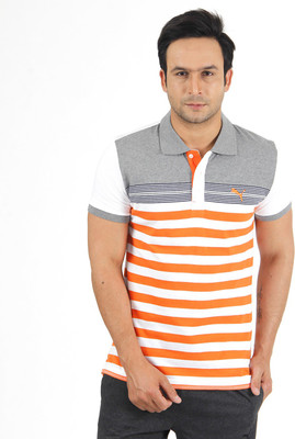 

Puma Striped Men's Polo Neck White, Orange T-Shirt, White-vermillion orange