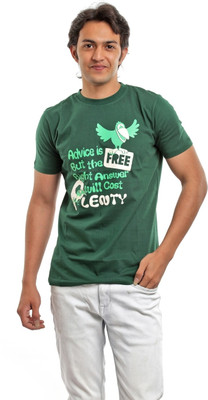 

BG69 Graphic Print Men's Round Neck Green T-Shirt, B.green