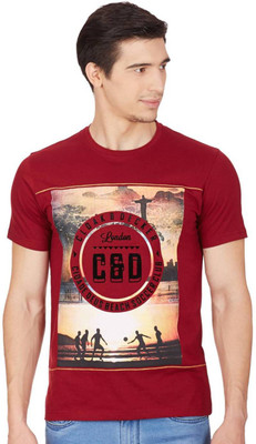 

Cloak & Decker Printed Men's Round Neck Maroon T-Shirt