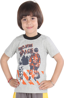 40% OFF on Posh Kids Boys Graphic Print Cotton T Shirt(Grey, Pack of 1)