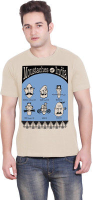 

Tantra Graphic Print Men's Round Neck Beige T-Shirt